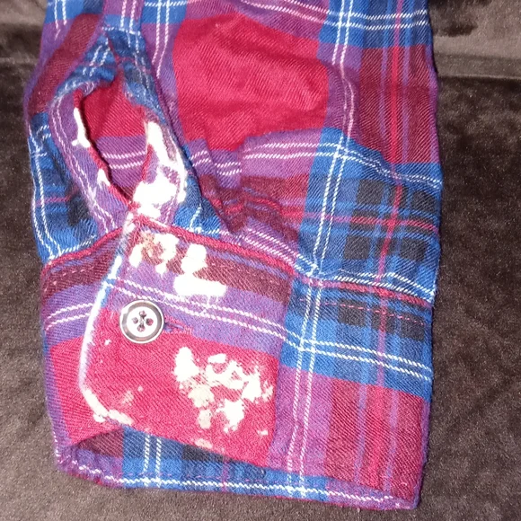 "OLD NAVY" red/white/blue plaid button down fleece - Picture 5 of 5